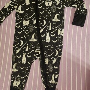 Spooky Black and White Kids Footie Pajamas